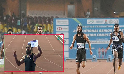 100 மீட்டர் ஓட்டம்: 10.09 வினாடிகளில் கடந்து குரிந்தர்வீர்சிங் தேசிய சாதனை 

