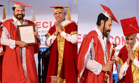 கேரள கவர்னரிடமிருந்து கவுரவ டாக்டர் பட்டம் பெற்ற  நடிகர் மம்முட்டி