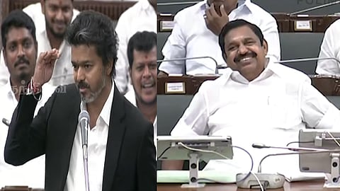 சட்டசபையில் முதல்-அமைச்சர் விஜய் சொன்ன குட்டிக்கதை... எடப்பாடி கொடுத்த ரியாக்‌ஷன்