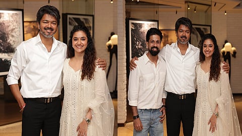 முதல்-அமைச்சர் விஜய்க்கு நேரில் பிறந்த நாள் வாழ்த்து சொன்ன நடிகை கீர்த்தி சுரேஷ்