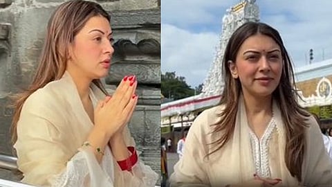 திருப்பதி ஏழுமலையான் கோவிலில் சாமி தரிசனம் செய்த ஹன்சிகா