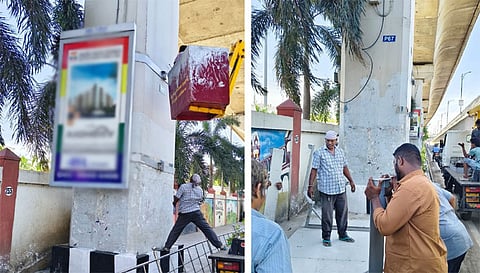மெட்ரோ பால தூண்களில் அனுமதியற்ற விளம்பரங்கள் அகற்றம்!