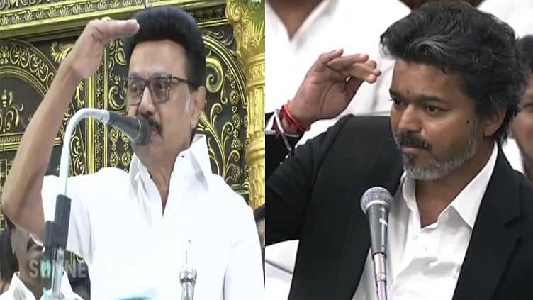 ‘எங்க உங்க அப்பாவையே காணோம்' என விஜய் விமர்சனம்... பதிலடி கொடுத்த மு.க.ஸ்டாலின்