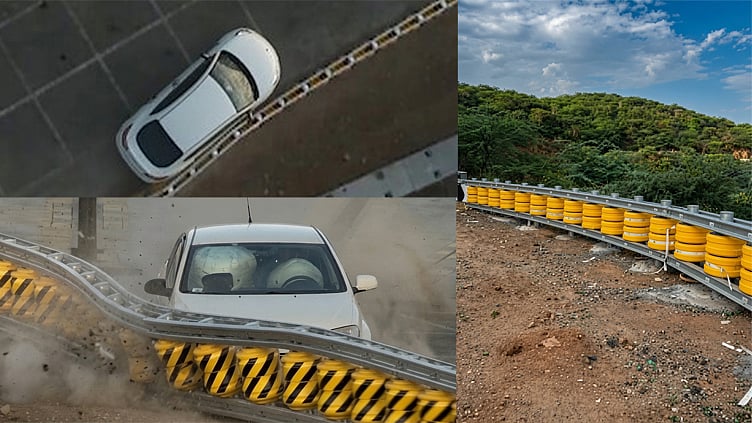 சாலை வளைவுகளில் சுழலும் மஞ்சள் சக்கரங்கள் - எதற்கு தெரியுமா?