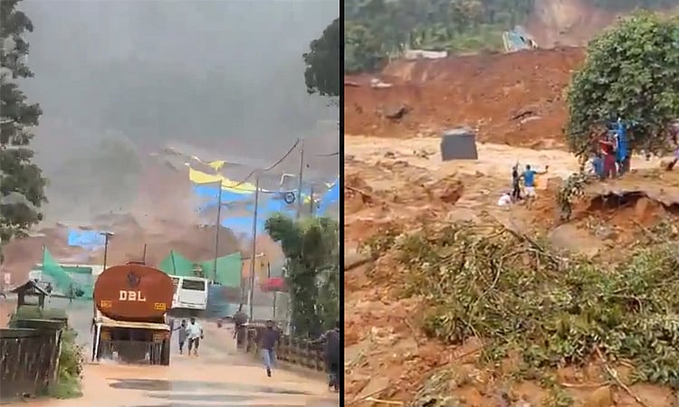 அதிகனமழையால் வயநாடு அருகே நிலச்சரிவு: அதிர்ச்சியூட்டும் காட்சிகள்