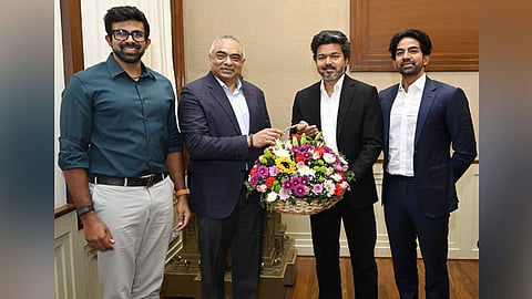 முதல்-அமைச்சர் விஜய்யுடன் தினத்தந்தி குழும தலைவர் சி.பாலசுப்பிரமணியன் ஆதித்தன் சந்திப்பு