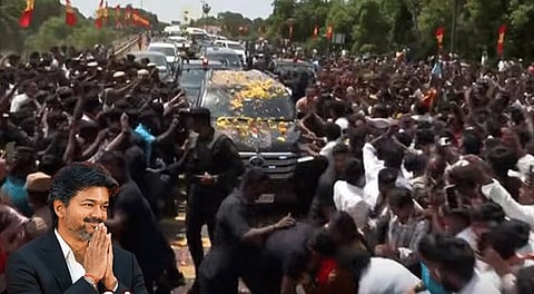 முதல்- அமைச்சராக கரூரில் சாலை வலம் சென்ற விஜய்