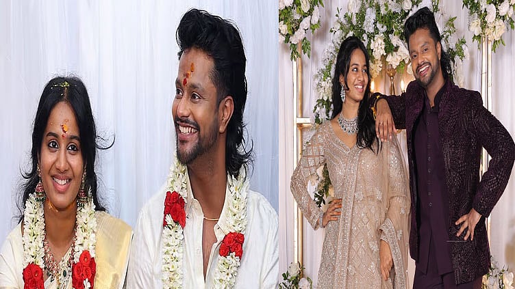 வைரலாகும் நடிகை பிரிகிடா - நடிகர் ஆனந்த் நிச்சயதார்த்த புகைப்படங்கள்