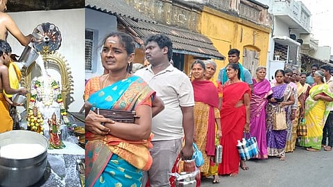 நன்செய் இடையார் மகா மாரியம்மன் கோவிலில் அம்மனுக்கு 10,008 பால்குட அபிஷேகம் நடைபெற்றது.