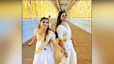 ராமேசுவரம் கோவிலில் ரீல்ஸ் எடுத்து இன்ஸ்டாகிராமில் பதிவிட்ட இளம்பெண்கள்