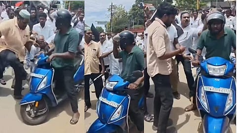 நெல்லை: ஸ்கூட்டரில் சென்றவர் மீது  திமுகவினர் சரமாரி தாக்குதல் - அதிர்ச்சி வீடியோ

