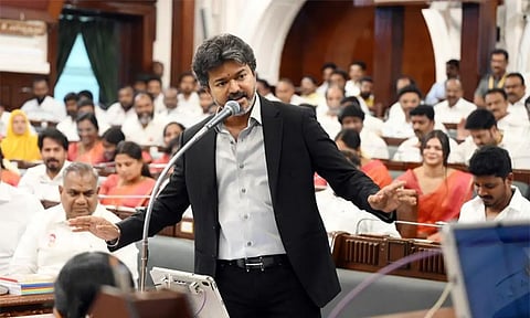 சட்டசபையில் விதிகளை மீறியதாக முதல்-அமைச்சர் விஜய் மீது தி.மு.க. உரிமை மீறல் புகார்