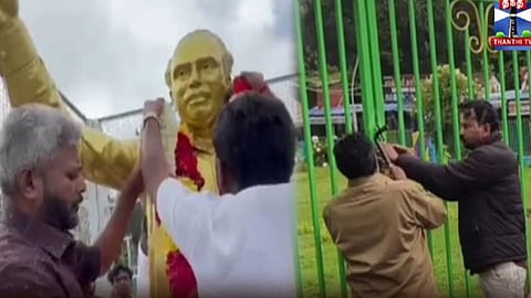 அண்ணா சிலைக்கு மாலை அணிவிக்க வந்த அமைச்சர் - பூட்டிய பூங்காவால் நீண்ட நேரம் காத்திருப்பு!