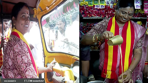 ஆட்டோ ஓட்டிய தவெக வேட்பாளர் சுட சுட டீ போட்டு கொடுத்தார்