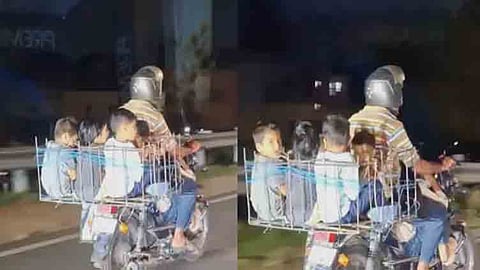 கர்நாடகா: இரும்புக் கூண்டில் கோழிகளைப் போல் அடைத்துச் செல்லப்பட்ட 5 குழந்தைகள்.