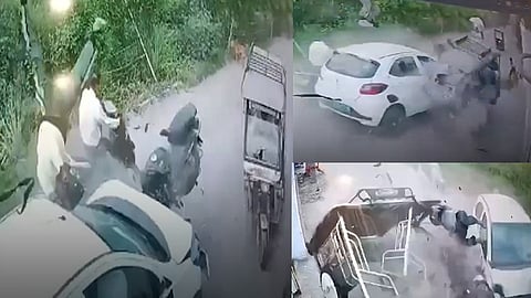 கார் மோதி விபத்து 5 பேர் படுகாயம்