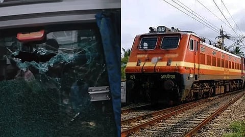 ஓடும் ரெயில் மீது கற்கள் வீச்சு: ரெயில்வே போலீசார் விசாரணை