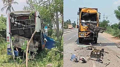 விபத்துக்குள்ளான அரசுப் பேருந்து- லாரி