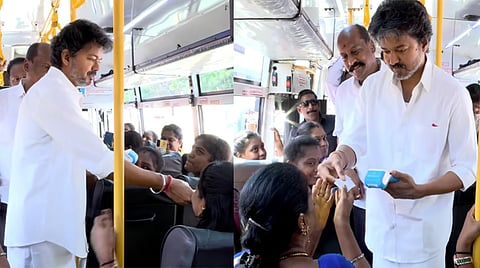 வெற்றிப்பயணம் திட்டம் தொடக்கம்: பெண்களுக்கு இலவச டிக்கெட் வழங்கினார் முதல்-அமைச்சர் விஜய்