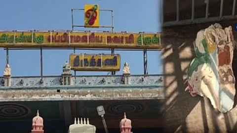 சிலை விழுந்து 4 பக்தர்கள் காயம்
