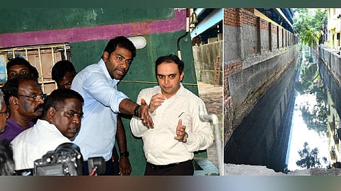 வில்லிவாக்கத்தில் வடகிழக்கு பருவமழை முன்னெச்சரிக்கை பணிகளை  அமைச்சர் ஆதவ் அர்ஜூனா ஆய்வு