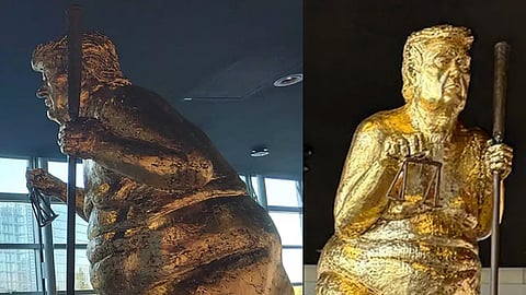 பிரான்சில் டிரம்ப்பின் தங்க முலாம் பூசிய நிர்வாண சிலை
