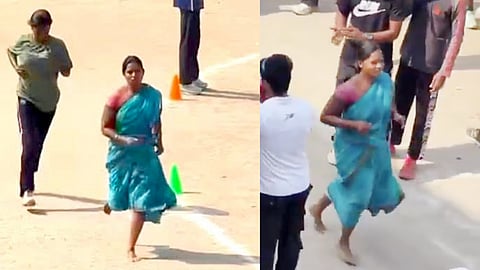 ஊர்க்காவல் படை தேர்வுக்காக காலில் செருப்பின்றி 1.6 கி.மீ ஓட்டம் - கணவரை இழந்த பெண்ணின் மனஉறுதிக்கு குவியும் பாராட்டு 