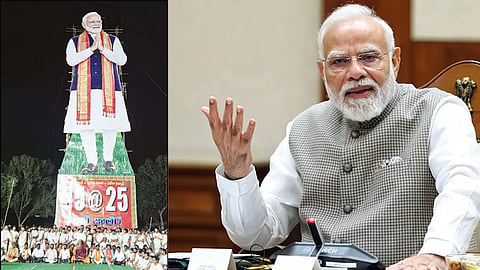 திருப்பதியில் பிரதமர் மோடிக்கு 75 அடி உயர ‘கட் அவுட்'... கின்னஸ் சாதனைக்காக 75 மணிநேர தொடர் நிகழ்ச்சி