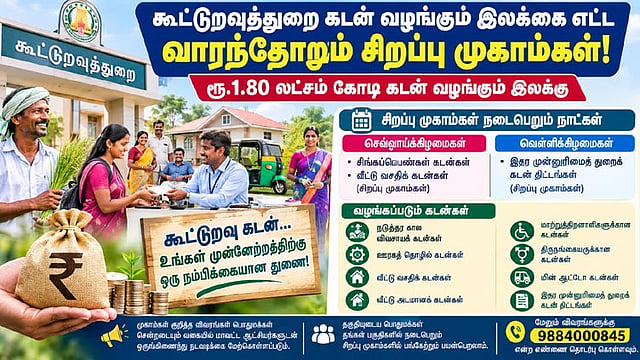 கூட்டுறவு கடன் வழங்கும் இலக்கை எட்ட வாரந்தோறும் சிறப்பு முகாம்கள் நடத்த முடிவு