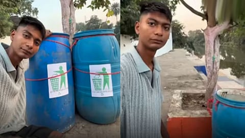 குப்பைத்தொட்டி திருட்டு: நதிக்கரையைத் தூய்மைப்படுத்திய இளைஞர் வேதனை.