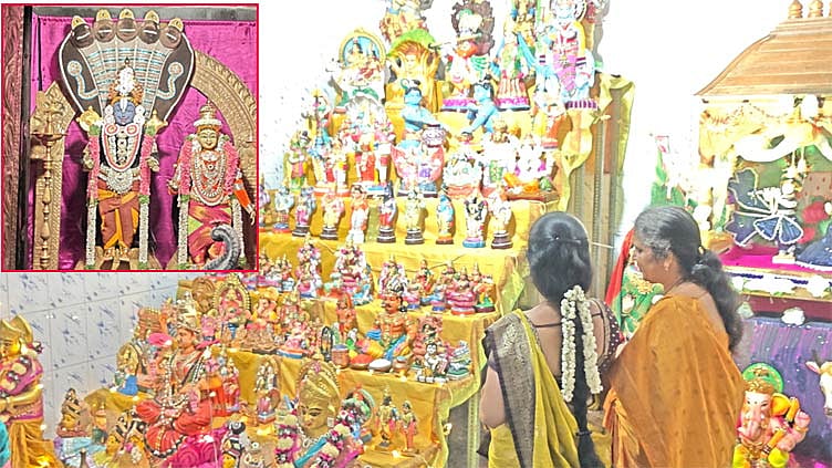 வாணியம்பாடி பாண்டுரங்கன் கோவிலில் நவராத்திரி விழா- பக்தர்களை வெகுவாக கவர்ந்த கொலு