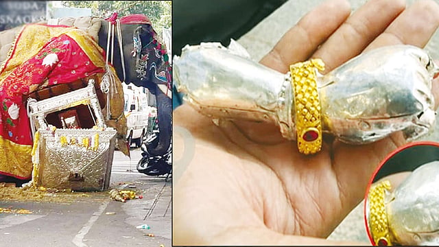 வெள்ளி அம்பாரி கீழே விழுந்ததில் அம்மன் சிலை சேதம்: யானை மாற்றப்பட்டது குறித்து விசாரணைக்கு உத்தரவு