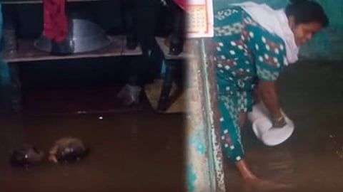 வீடுகளுக்குள் புகுந்த மழைநீர்