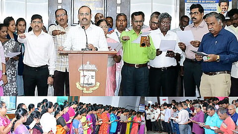 மாநகராட்சி ஆணையர் சமீரன் தலைமையில் லஞ்ச ஒழிப்பு விழிப்புணர்வு உறுதிமொழி ஏற்பு