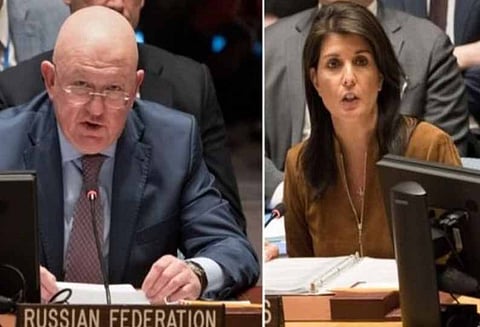 சிரியா மீதான ரசாயன தாக்குதல் ஐ.நா பாதுகாப்பு மன்றத்தில் அமெரிக்கா-ரஷ்யா வார்த்தை போர்