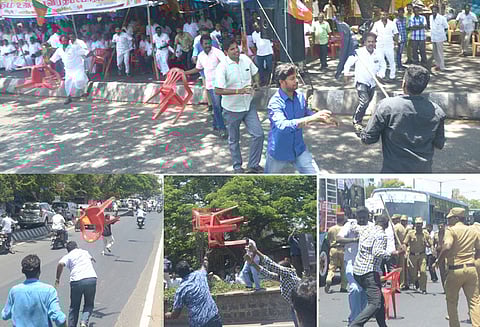 பா.ஜனதா-சமூக அமைப்பினர் மோதல் கற்களை வீசி தாக்கினர்