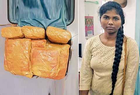 சூட்கேசில் கடத்தி வந்தார் கஞ்சாவுடன் சிக்கிய ஆந்திர பெண் கைது