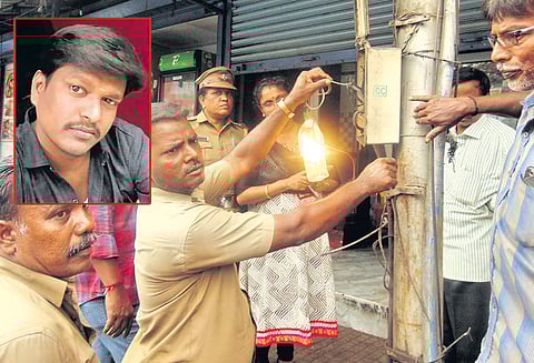 தனியார் மருத்துவமனை பெயர் பலகையில் மின்கசிவு: மின்சாரம் தாக்கி கார் டிரைவர் பலி