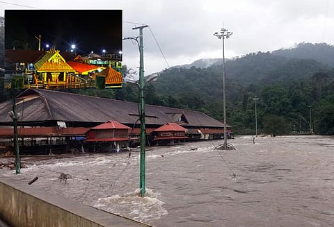 பம்பை ஆற்றில் வெள்ளப்பெருக்கால் பக்தர்கள் செல்ல தடை: சபரிமலையில் எளிமையாக நடந்த நிறைபுத்தரிசி பூஜை