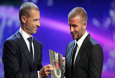 கால்பந்து: யு.இ.எப்.ஏ. தலைவர் விருது 2018 - டேவிட் பெக்காம் வென்றார்