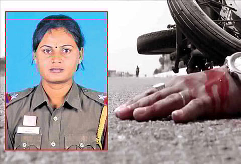 லாரி மோதி பெண் சப்-இன்ஸ்பெக்டர் பலி