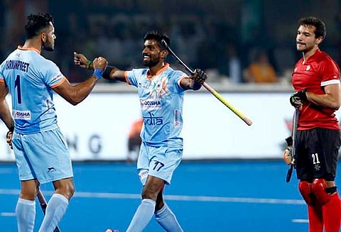 உலக கோப்பை ஹாக்கி போட்டி; காலிறுதிக்கு முன்னேறியது இந்தியா