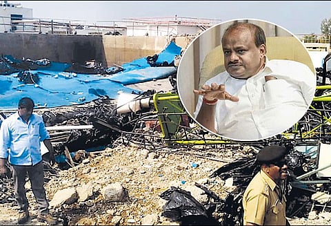 பா.ஜனதா எம்.எல்.ஏ.வுக்கு சொந்தமான சர்க்கரை ஆலையில் கொதிகலன் வெடித்து 4 பேர் சாவு சுத்திகரிப்பு பிரிவு கட்டிடம் தரைமட்டம்; விசாரணைக்கு குமாரசாமி உத்தரவு