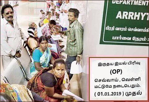 திருச்சி அரசு மருத்துவமனையில் இதயநோய் சிகிச்சைக்கான நாட்கள் குறைப்பு நோயாளிகள் அதிர்ச்சி