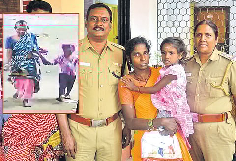 கொத்தவால்சாவடியில் கடத்தப்பட்ட 4 வயது சிறுமி மீட்பு மர்ம பெண்ணுக்கு போலீஸ் வலைவீச்சு