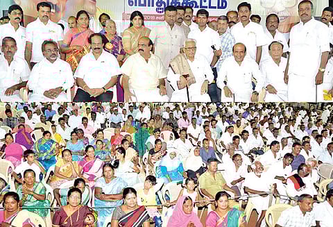 தி.மு.க. தலைவர் கருணாநிதி பிறந்தநாள் விழா பொதுக்கூட்டம்: பொதுச்செயலாளர் பேராசிரியர் க.அன்பழகன் பங்கேற்பு