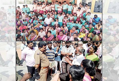 பள்ளிக்கு புதிய கட்டிடம் கட்ட கோரி பள்ளப்பாளையம் பேரூராட்சி முற்றுகை