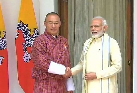 3 நாட்கள் சுற்றுப்பயணமாக இந்தியா வந்துள்ள பூடான் பிரதமர் டோப்கேவுடன் பிரதமர் மோடி சந்திப்பு