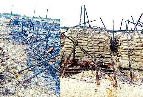 ஓ.என்.ஜி.சி. நிறுவன கூடாரத்தில் தீ; பல லட்சம் ரூபாய் பொருட்கள் நாசம்