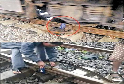 உடைந்த தண்டவாளத்தில் துணியை கட்டி ரெயிலை இயக்கிய மத்திய ரெயில்வே - பயணிகள் அதிர்ச்சி